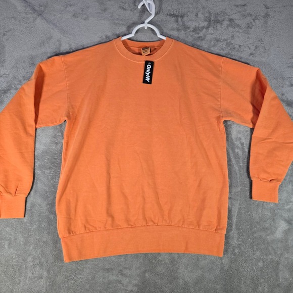 Only‎ NY Premium Basics Crewneck Sweatshirt Made in USA Orange Small - Picture 1 of 7